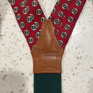 Polo by Ralph Lauren red & green adjustable silk/ leather suspenders